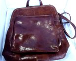  Vera Pelle Borse in Pelle Carmel Brown Backpack 14X 13 Outer Pocket Cro... - $59.99