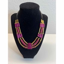 Necklace Women&#39;s Jewelry Purple Clay Beads Art Deco Multi Strand Vintage Costume - $17.10