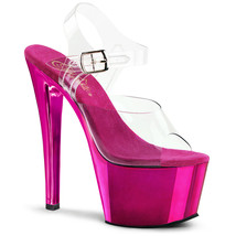 PLEASER SKY308/C/HPCH Sexy Hot Pink Chrome Platform 7&quot; High Heels Dancer... - £54.31 GBP