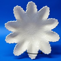 Signed 10½” Flower Snowflake Bowl Ruffled Centerpiece Art Glass - FREE SHIPPING - £21.75 GBP
