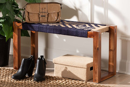 Avara Two-Tone Navy Blue and Natural Brown Seagrass and Acacia Wood Acce... - $2,425.59 MXN