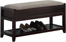 Roundhill Furniture Rouen Espresso Seating Bench With Shoe Storage, - £76.66 GBP