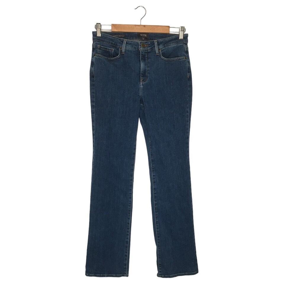 NYDJ Jeans Womens 6 Barbara Bootcut Lift Tuck Dark Wash Mid Rise Denim Blue - $29.69