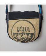 Burlap Sustainable USDA Organic Crossbody Messenger Bag Beige Black Blue... - $413.84 MXN