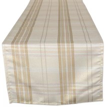 1 Fabric Printed Table Runner (14&quot;x108&quot;) CREAM/BEIGE Metallic Plaid Stripes, Dii - £15.81 GBP