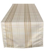 1 Fabric Printed Table Runner (14&quot;x108&quot;) CREAM/BEIGE METALLIC PLAID STRI... - £14.97 GBP