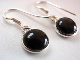Petite Black Onyx 925 Silver Dangle Earrings India - £7.07 GBP