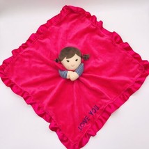 Carter&#39;s Lovey Girl Security Blanket Rattle Brunette Love You Satin Ruffle Trim - $14.99