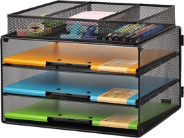 GDINDINFAN Paper Letter Tray Organizer, 3 Tier Mesh File Tray Desktop Paper - £26.77 GBP