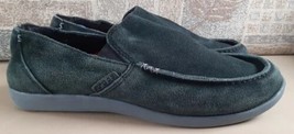 Crocs Santa Cruz Men&#39;s Loafers Sz 9 Black Luxe Suede  Leather Triple Comfort U6 - £19.70 GBP