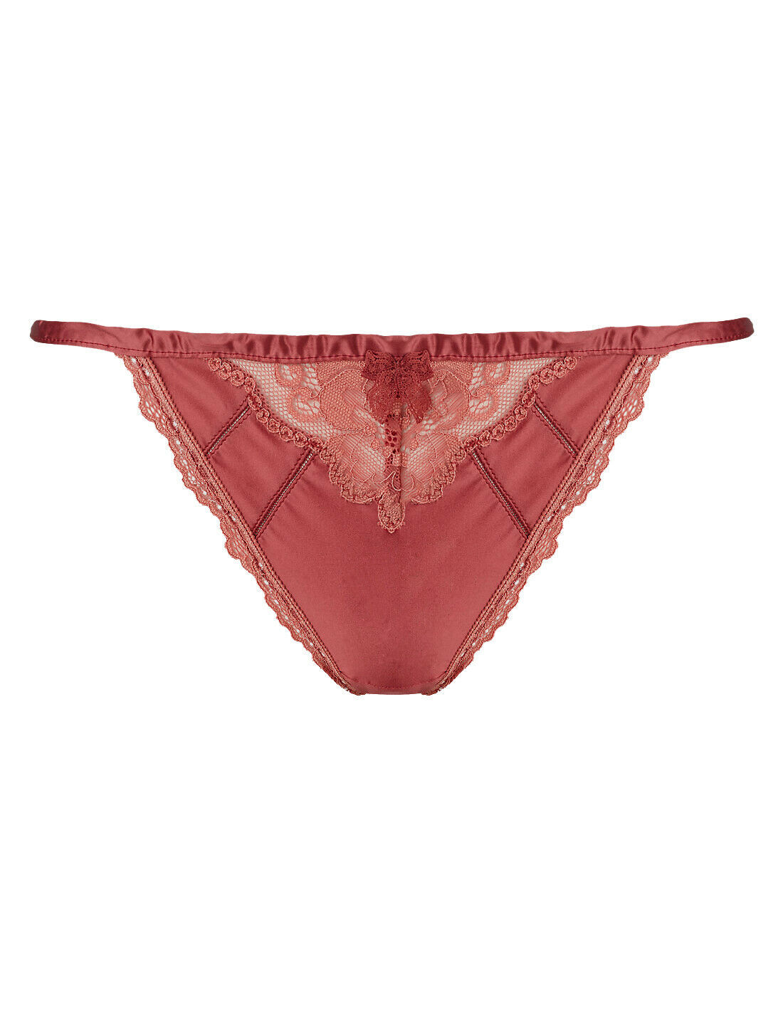 Womens M&amp;S HENNA Sensual Sheen Ornate Lace Trim Thongs -UK Size 10 to 16 - $6.83