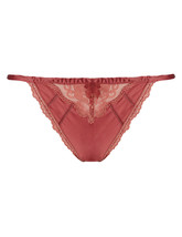 Womens M&amp;S HENNA Sensual Sheen Ornate Lace Trim Thongs -UK Size 10 to 16 - £5.41 GBP