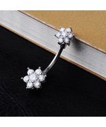 Crystal Flower Belly Button Ring 14 Gauge - $19.00 CAD