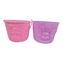Vintage General Foam Plastic Blow Mold Easter Basket  Pink Bunny Rabbit set - £21.70 GBP