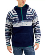 Club Room Men&#39;s Sherpa Fleece Anorak Pullover in Grey Combo-Medium - $570.54 MXN