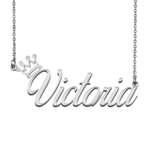 Victoria Name Necklace Tag with Crown for Best Friends Birthday Party Gift - $15.99