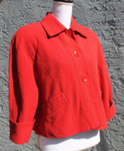JONES NEW YORK JACKET WOMAN SIZE 6 RED L/W LARGE BUTTON FRONT LONG SLEEV... - $14.23