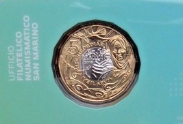 2016 San Marino 5 Euro Bimetal Coin Mint Unc Coin Card Rare - $46.36