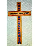 Wooden God Bless Our Home Cross Holy Rosary Mission Pine Ridge South Dak... - £12.61 GBP