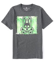 Men&#39;s Psycho Bunny Short Sleeve Logo Graphic Tee Haley Heather Storm T-Shirt XS - £20.02 GBP