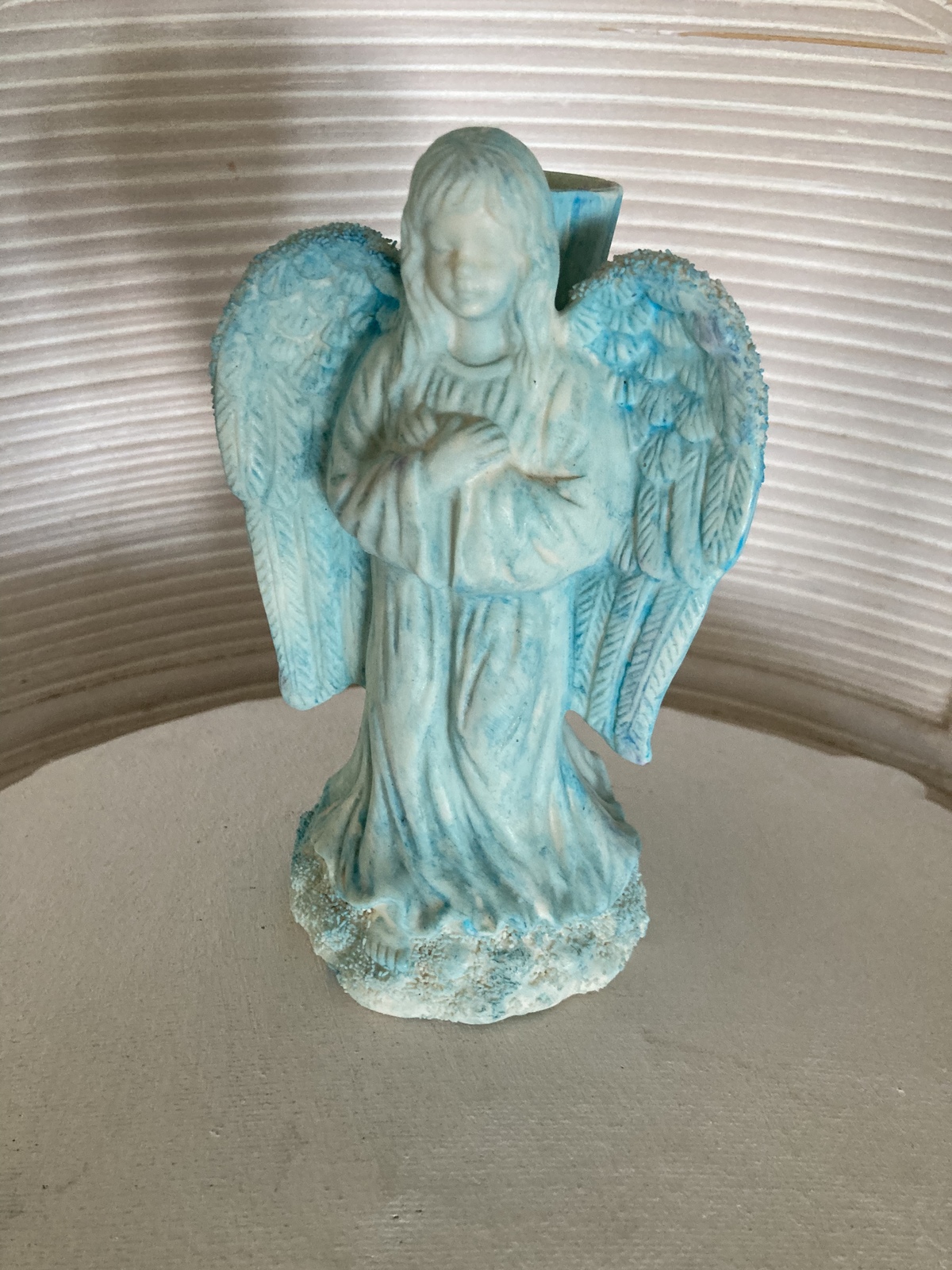 Primary image for Blue  angel figurine ceramic candle holder approximately  6"