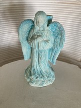 Blue  angel figurine ceramic candle holder approximately  6" - £19.51 GBP