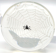 Vintage Murano Italy Glass Paperweight Spider &amp; Web Spiderweb Halloween - £51.43 GBP