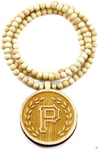 Letter P Necklace New Pendant Good Wood Style With 36 Inch Wood Bead Chain  - £11.08 GBP