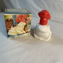 Vintage Avon Milk Glass Handy Frog With Red Bakers Hat Lotion Bottle. - $7.19