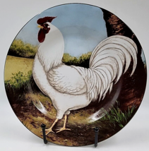 On the Farm by Sakura Salad Plate White Rooster Hen Chicken Facing Left Oneida - £11.00 GBP