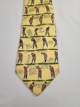 Alynn Silk Neck Tie All Over Golf Technique Instruction Print - $14.73