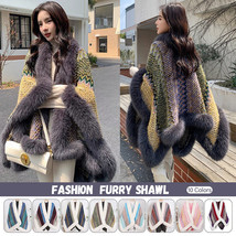 Womens Faux Fur Shawl Premium Fur Thickened Cloak Cape Autumn Winter Coat Poncho - £24.73 GBP