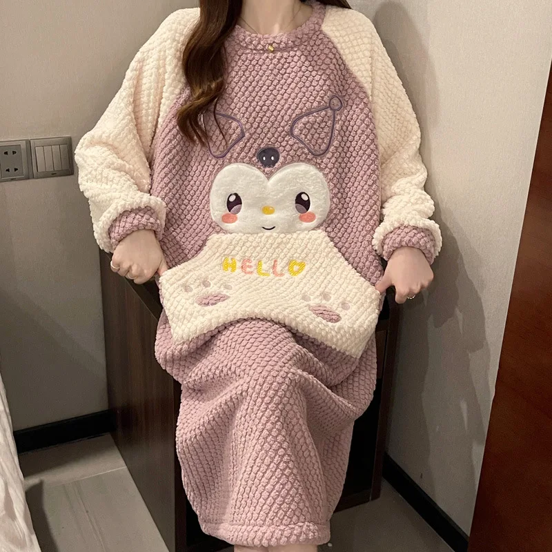 Kawaii Sanrio Pajamas Kuromi Pochacco Winter Anime Round Neck Long Sleeved Cute - £26.54 GBP