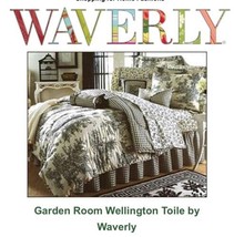 Vtg Waverly Wellington Garden Room Black Plaid King Bedskirt 2 Std Ruffled Shams - $59.35