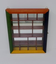 Multi Colored Mirrored Wooden Curio Cabinet Shadow Knick Knack Glass Dis... - $39.59