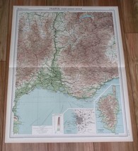 1922 Original Vintage Map Of RHONE-ALPES Cote D&#39;azur Lyon Marseille France - £17.49 GBP