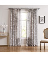 White Blossom Print Window Drapes, 50&quot; X 63&quot;, 2 Panels, Tan, Rod Pocket,... - £32.43 GBP