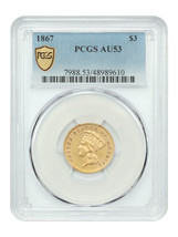 1867 $3 PCGS AU53 - £3,589.31 GBP