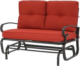 SUNCROWN Outdoor Swing Glider Chair, Patio 2 Seats Loveseat Rocking Chair, Red - £144.95 GBP
