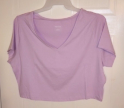 Wild Fable Woman&#39;s Purple Short Sleeve V-Neck Cropped Tee - Plus Size: 2X - £7.57 GBP