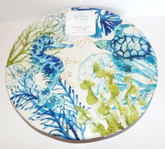 Set Of 4 Sigrid Olsen Home Melamine Blue Green Seahorse Turtle Dinner Plates - £34.24 GBP