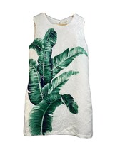Tea &amp; Cup Tropical Palm Frond Dress Sleeveless White Green Size Small - £15.27 GBP