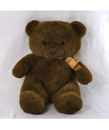 Fine Toys Plush Bear Brown With Tan Bow 13&quot; Tall Sitting Vintage 1959 - £28.20 GBP