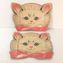Lot Of 2  Paper Plates Kitten Cat Loose Ephemera 1950&#39;s Paper Art Compan... - $19.78