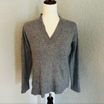 Benedetta B Merino Wool &amp; Cashmere Italian V-Neck Sweater, Gray, Size Medium - £29.00 GBP