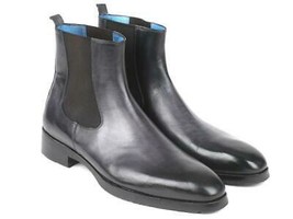 Paul Parkman Mens Shoes Boots Black Gray Grey Chelsea Handmade BT661BLK - $499.99
