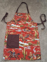 Vintage Western Cowboy Wild West Bib Apron w/Pocket Adult Size - $21.34