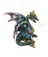 Multi-colored Medieval Mini Dragon Figurine Blue and Purple Sitting Drag... - $14.01
