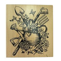 PSX Gardening Watering Can Flowers Tools Seed Packets Rubber Stamp K-1620 1995 - £11.36 GBP