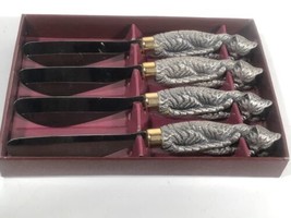 Vintage Arthur Court Sleeping Cat Butter Knife Cheese Spreaders Wth Original Box - £66.53 GBP